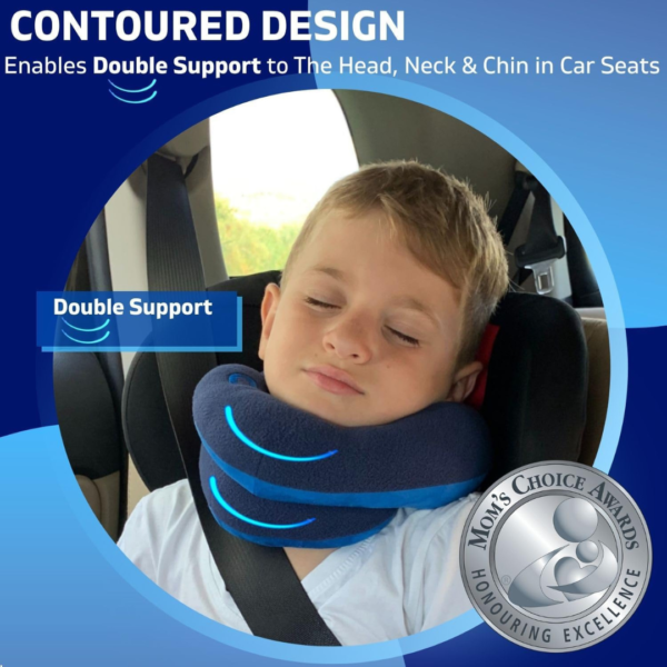 Kids Travel Pillow for Car & Airplane, Soft Kids Neck Pillow for Traveling in Car Seat, Provides Double Support for Toddlers Head & Chin in Road Trips